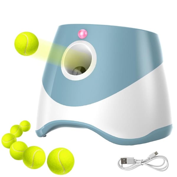 Advwin Automatic Dog Ball Launcher Automatic Tennis Fetch Throwing + 6 Tennis