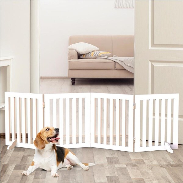 Advwin 188*60CM 4 Panel Wooden Pet Gate Fence