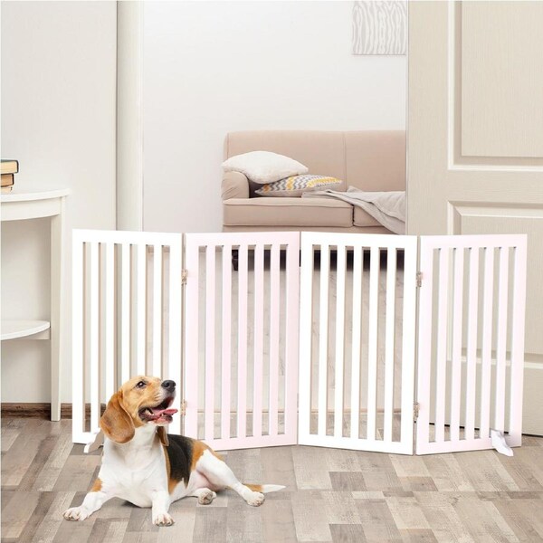 Advwin 203*91CM 4 Panel Wooden Pet Gate Fence