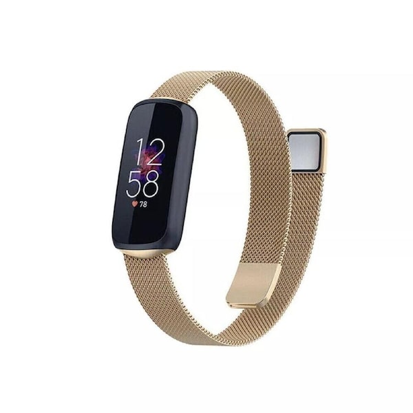 Rose Gold Fitbit Luxe Band Replacement Magnetic Wristband Watch Soft Stainless Steel Strap