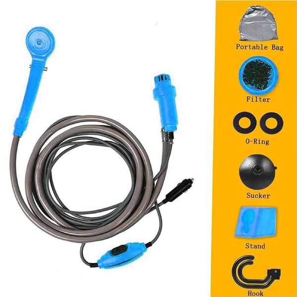 12V Portable Automobile Shower Set Water Pump Travel Camp Car Caravan Outdoor
