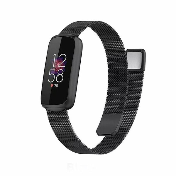 Black Fitbit Luxe Band Replacement Magnetic Wristband Watch Soft Stainless Steel Strap