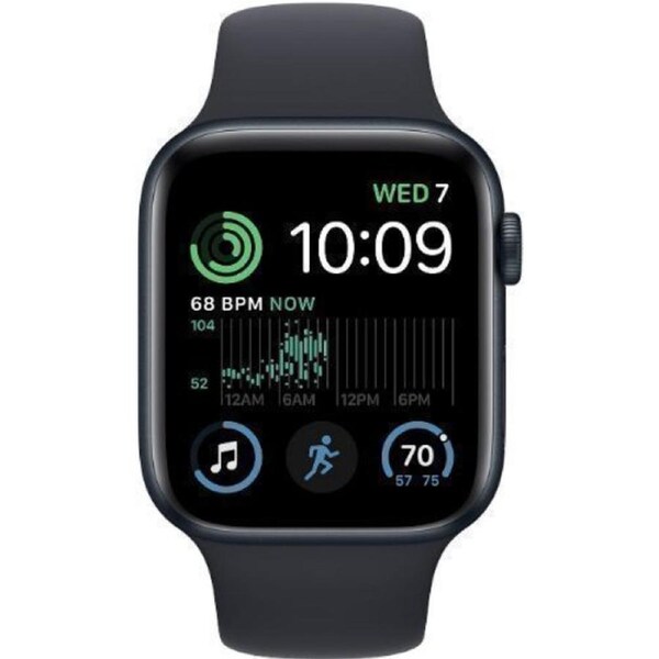 Apple Watch SE 2nd Gen (2022) - 32GB - GPS - 40mm - Midnight - Aluminum - Midnight - Sport Band - Small/Medium Size - Rubber - Refurbished (Excellent Condition)