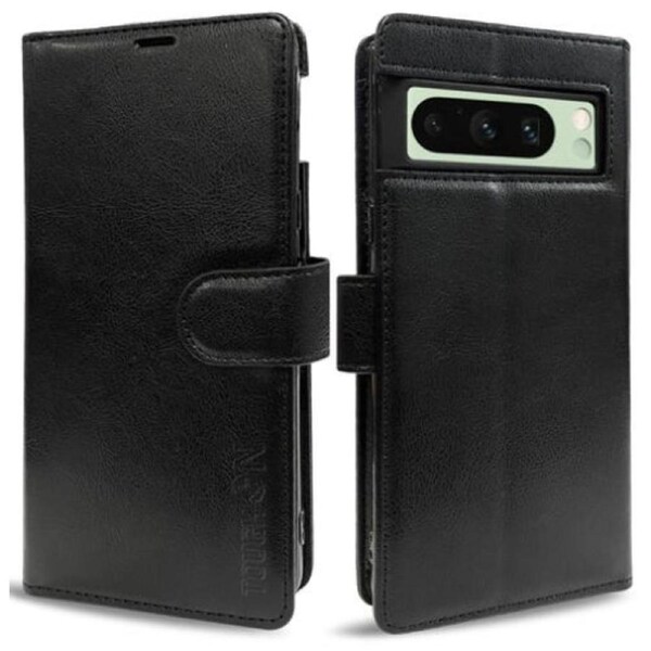 Tough On Flip Leather Phone Case for Google Pixel 8 Pro - Black