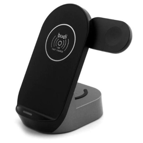 Budi 3 in 1 15W Wireless Charging Stand - Black