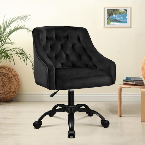 ALFORDSON Velvet Office Chair Fabric Armchair Computer Desk Chairs Swivel Work Seat Adult Kids All Black