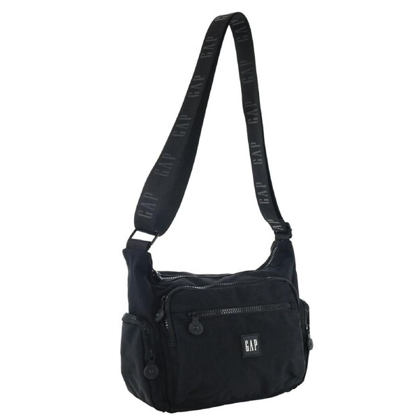 GAP Unisex Nylon Shoulder Crossbody Bag w/ Secure Zip 29x22cm Black