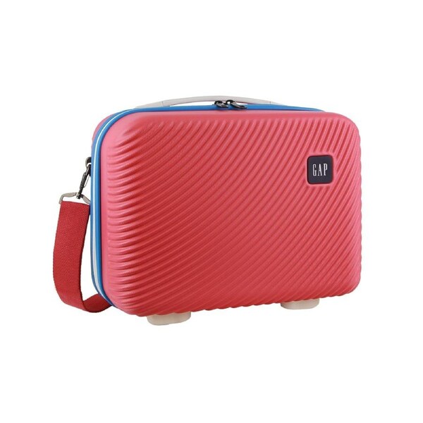 GAP Stripe Hard-Shell Mini Travel Crossbody Bag w/ Zip Pocket 27cm Coral