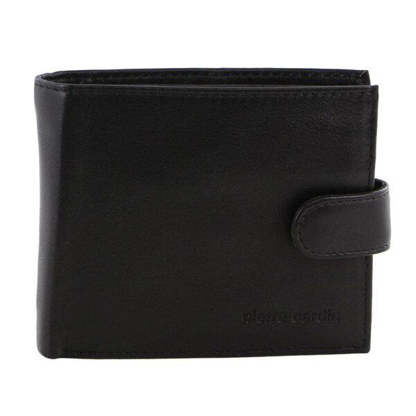 Pierre Cardin Men's Italian Leather RFID Two Tone Wallet 11cm Black Cognac