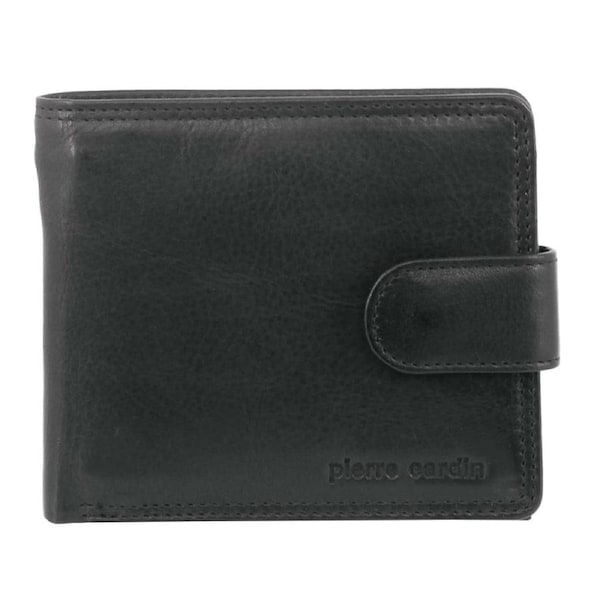 Pierre Cardin Men's Rustic Leather Bi-Fold RFID Protected Wallet Black