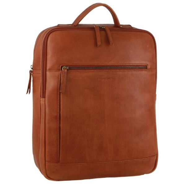 Pierre Cardin Leather Travel & Business Laptop Backpack Bag 32x41cm Cognac