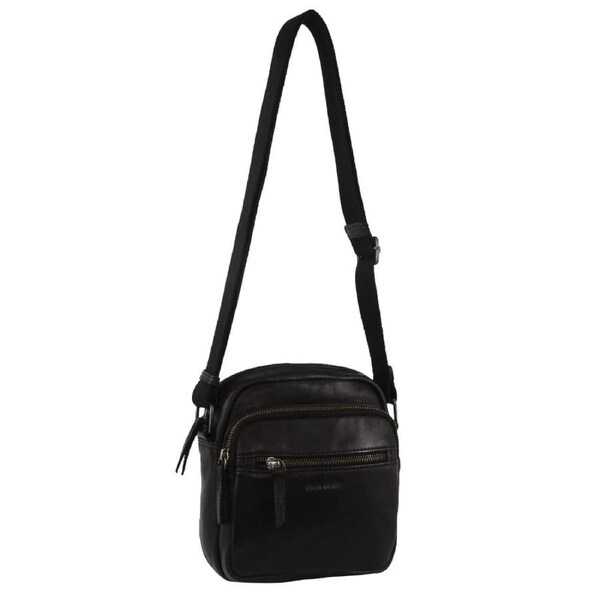 Pierre Cardin Men's Italian Leather Shoulder Crossbody Bag 19x22 cm Black