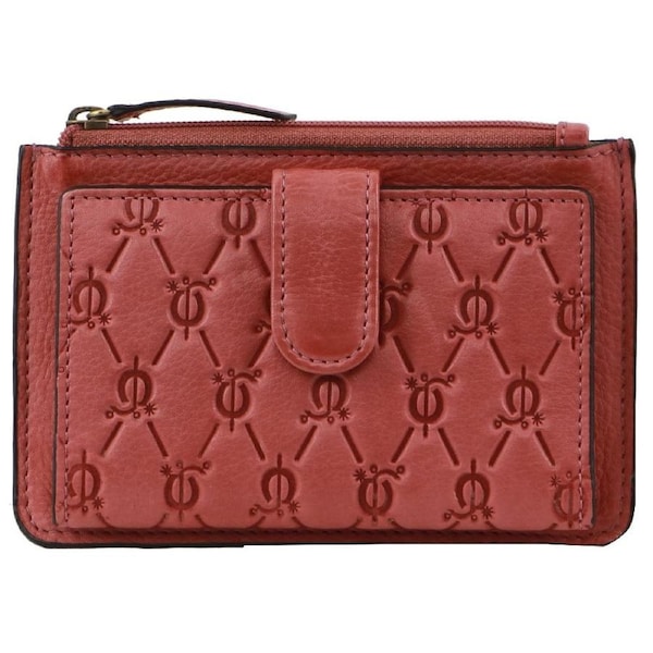 Pierre Cardin Leather Pattern Embossed Zip Purse Wallet 14 cm Marsala
