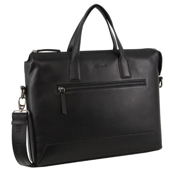 Pierre Cardin Men's Leather Business Laptop Travel Shoulder Bag 40x31cm Black