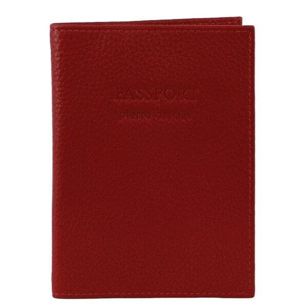 Pierre Cardin Leather Passport Holder/Cover Protected RFID Wallet Red