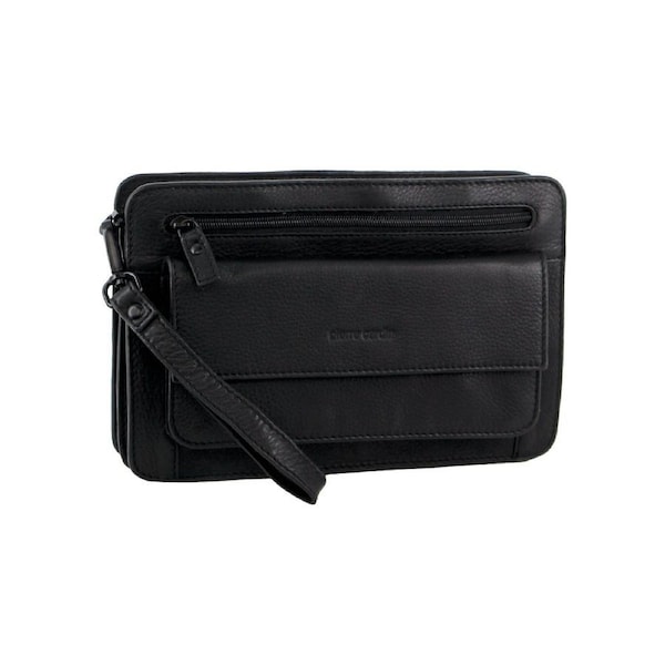 Pierre Cardin Men's Leather Multi Compartment Organiser Bag 25x17cm Black