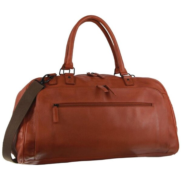 Pierre Cardin Logo Leather Business/Overnight Luggage Bag 59x30cm Cognac