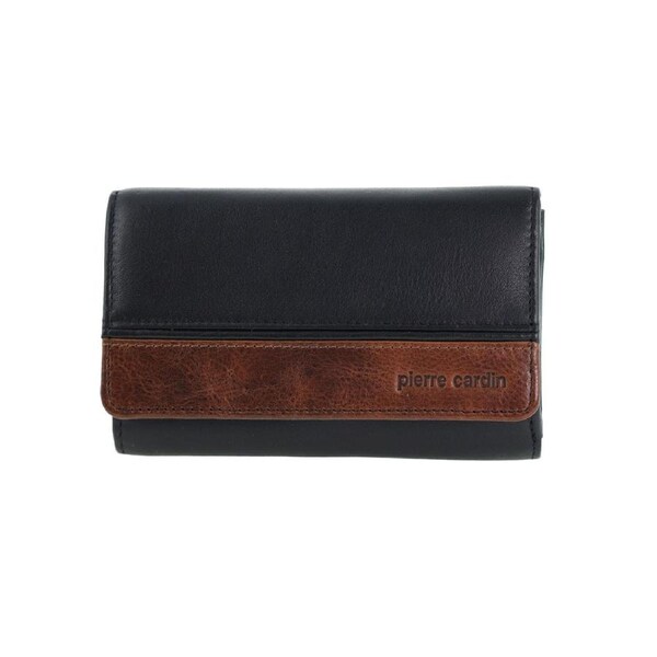Pierre Cardin Men's Leather Durable Flat Protected RFID Wallet Black