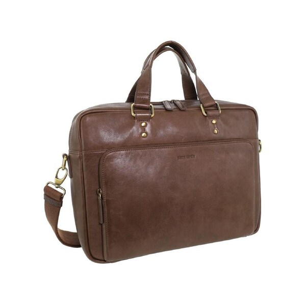 Pierre Cardin Men's Leather Rustic Business/Laptop Shoulder Bag 41x29cm Oak