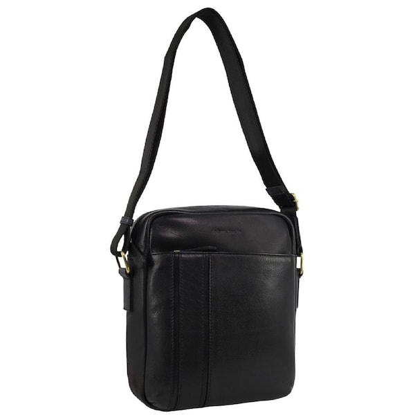 Pierre Cardin Men's Leather Versatile Shoulder Crossbody Bag 21x25cm Black