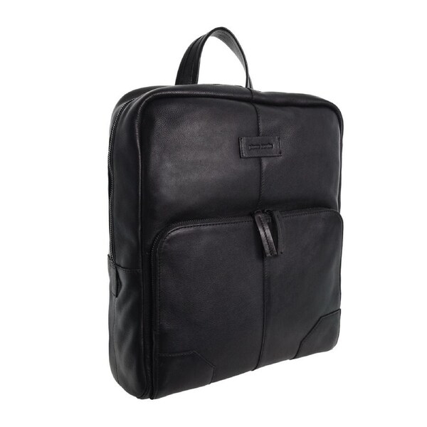 Pierre Cardin Men's Italian Leather Sleek Laptop Backpack Bag 33x40cm Black