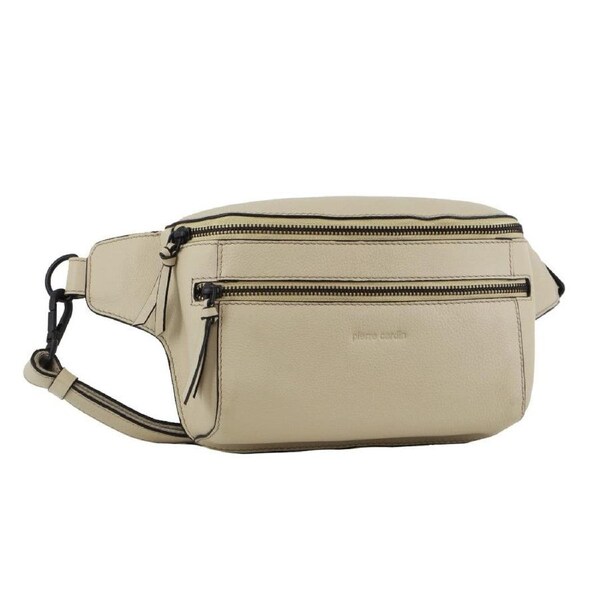 Pierre Cardin Unisex Leather Rustic 3-Way Crossbody Sling Bag 33 cm Cement