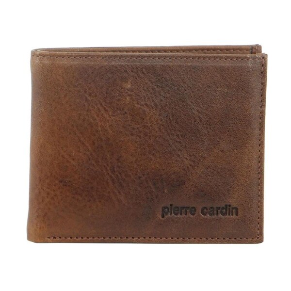 Pierre Cardin Men's Italian Leather Bi-Fold Protected RFID Wallet 11cm Cognac