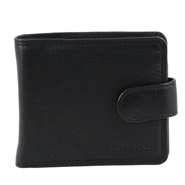 Milleni Men's Leather Cash/Card Tab RFID Protected Wallet 11cm Black