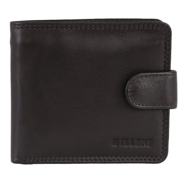 Milleni Men's Leather Card/Cash RFID Protected Tab Wallet 11cm Brown