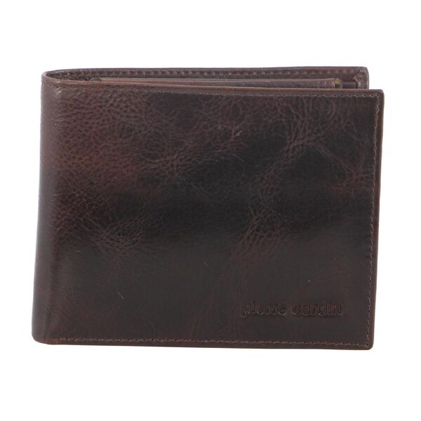 Pierre Cardin Men's Italian Leather Protected RFID Card Holder/Wallet Choco