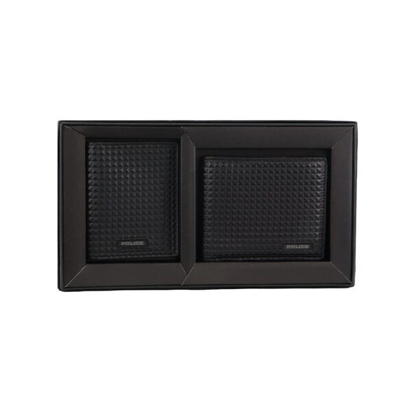 Police Men's Leather Protected RFID Bi-Fold Wallet Gift Set 8x1x10cm Black