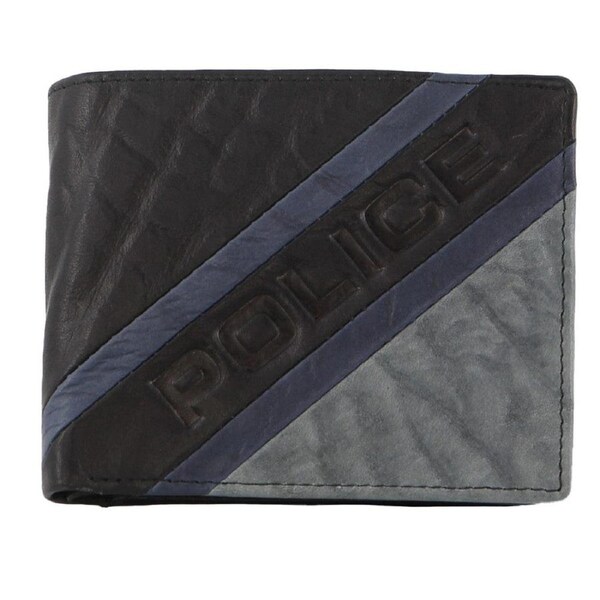 Police Men's Leather Protected RFID Bi-Fold Wallet 12x2x10.5cm Black
