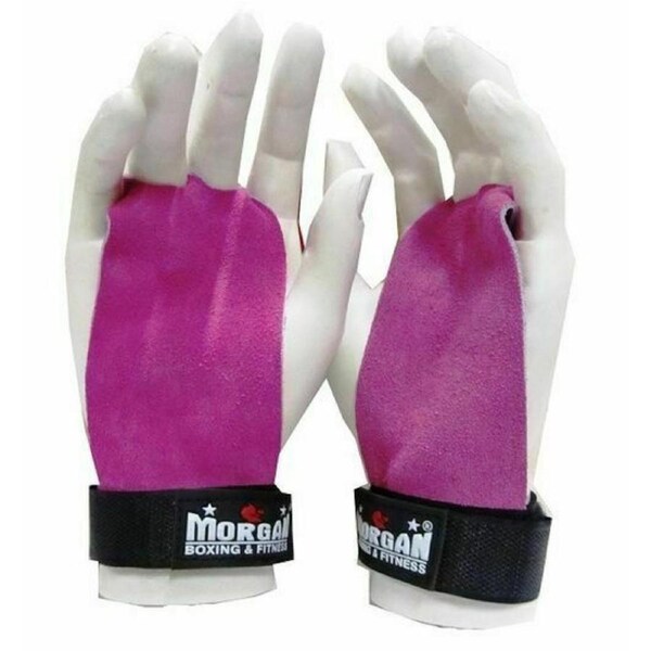 MORGAN Strength exercises Training Leather Palm Grips (Pair)[Pink Medium]