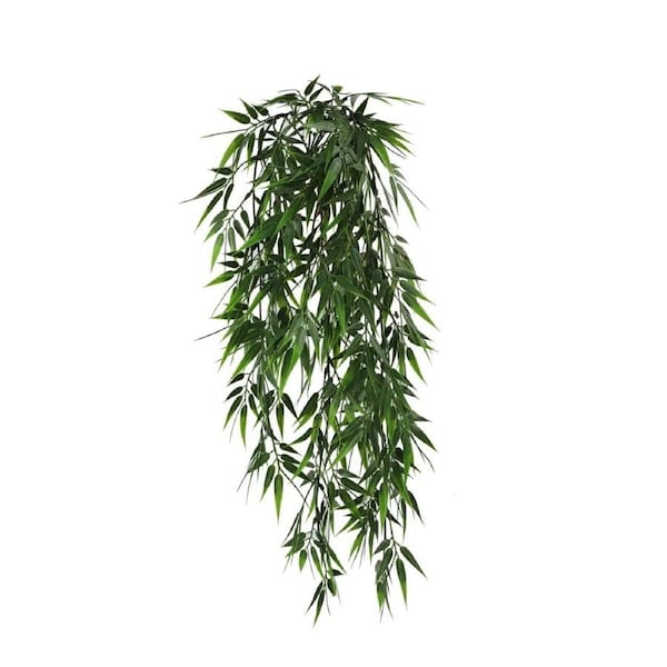 Artificial Hanging Dark Green Hanging Bamboo Leaf Garland Bush UV Resistant and Fire Rated 17cm x 76cm