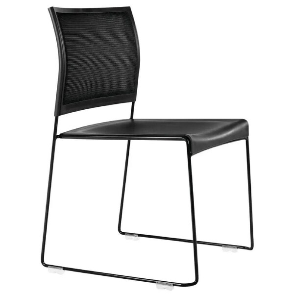 Buro Maxim Sled Base Cafe Chair Mesh Back Powdercoat Frame Black