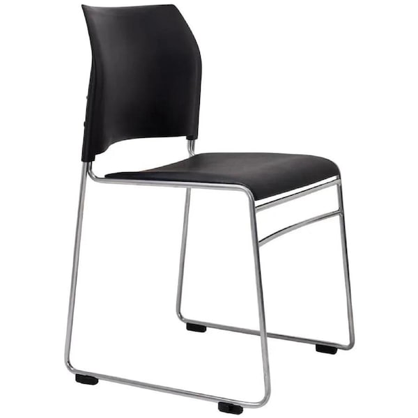 Buro Maxim Sled Base Cafe Chair Silver Powdercoat Frame Black