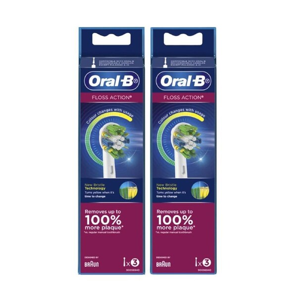 2 x Oral-B Vitality Plus Power Floss Action Electric Toothbrush Head Refill 3 Pack