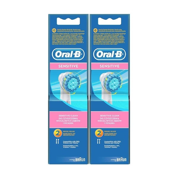 2 x Oral-B Sensitive Soft Clean Electric Toothbrush Head Refill 2 Pack