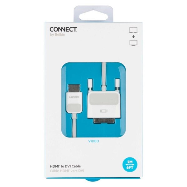 Belkin HDMI to DVI Cable 4K 7.1 3D HD for Macbook Pro Apple TV - White