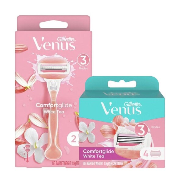 Gillette Venus Comfortglide White Tea Razor + 6 Refill Blades