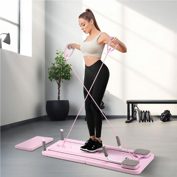 ProPulse Pilates Board Multi-Purpose Foldable Exercise Reformer Board Pink