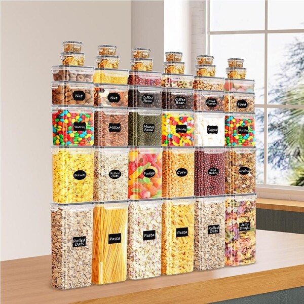 ZUNI Dry Food Storage Canisters Containers with Lids BPA Free Plastic 42 PCS