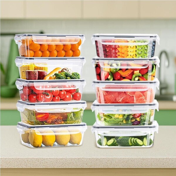 ZUNI 10 PCs Food Storage Containers BPA-Free Leak Proof with Labels Pen Lids