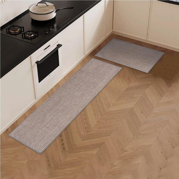 ZUNI 2PCS Kitchen Mats Non Slip Anti Fatigue Door Rugs Floor Mat Grey