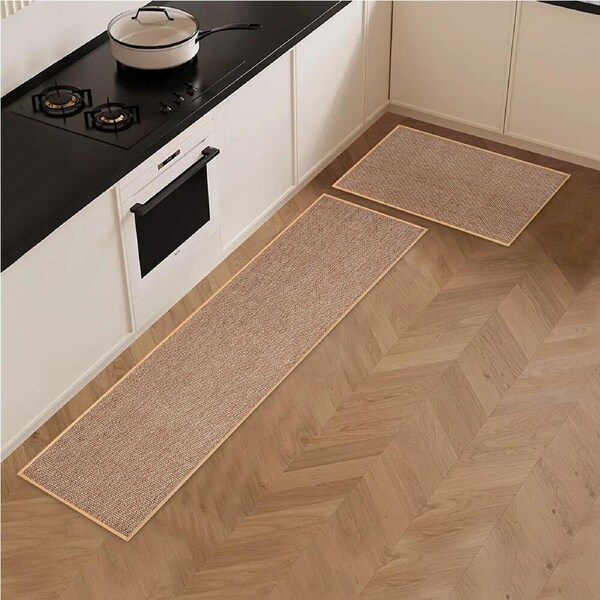 ZUNI 2PCS Kitchen Rugs Mats Non Slip Anti Fatigue Door Floor Mat Beige