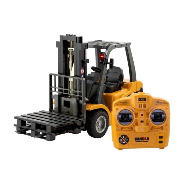 Gem Toys 1:10 Scale 2.4G 8-Channel Metal Remote Control Forklift Construction Vehicle with Lifting Function & Sound