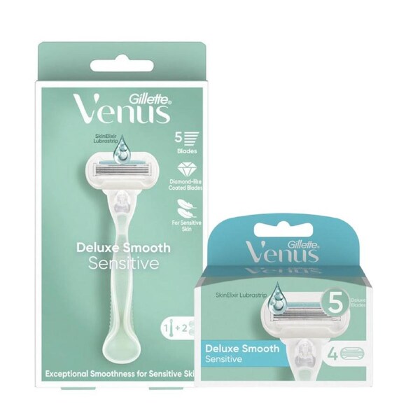 Gillette Venus Deluxe Smooth Sensitive Razor + 6 Refill Blades