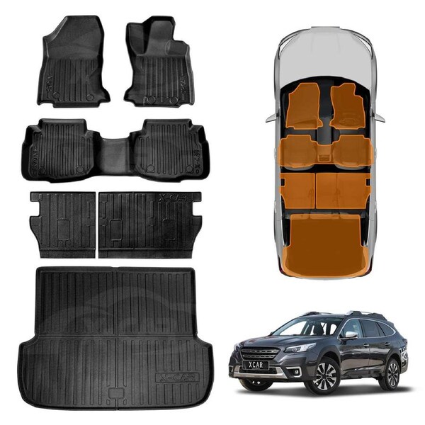 3D Floor Mats Boot Liner Set for Subaru Outback 2020-2025 All Weather Heavy Duty Cargo Kick Mats Back Seat Protector Cover