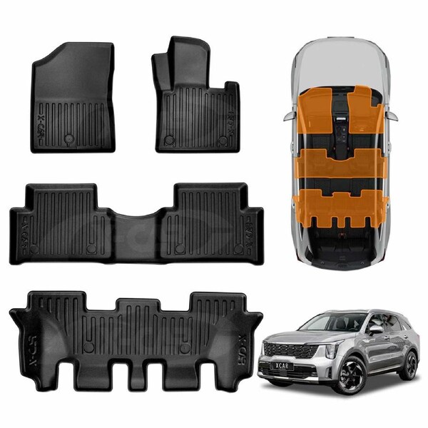 3D Floor Mats for Kia Sorento 2020-Onwards Heavy Duty All Weather Car Mats Carpet Liner Set