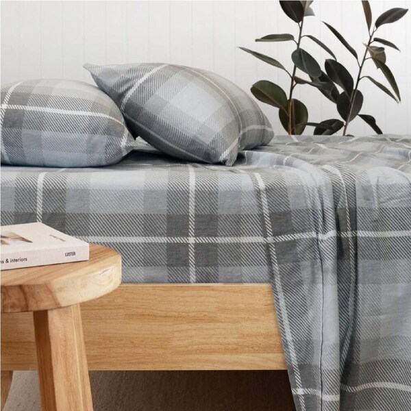 Bambury Harrison Cotton Flannelette Sheet Set - King Bed